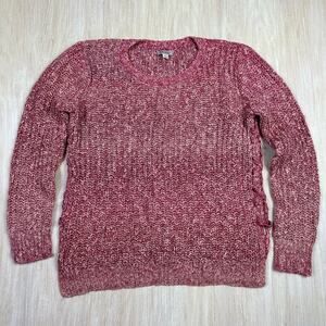 Lucky Brand Marled Rib Knit Cozy Classic Warm Everyday Pullover Sweater Large